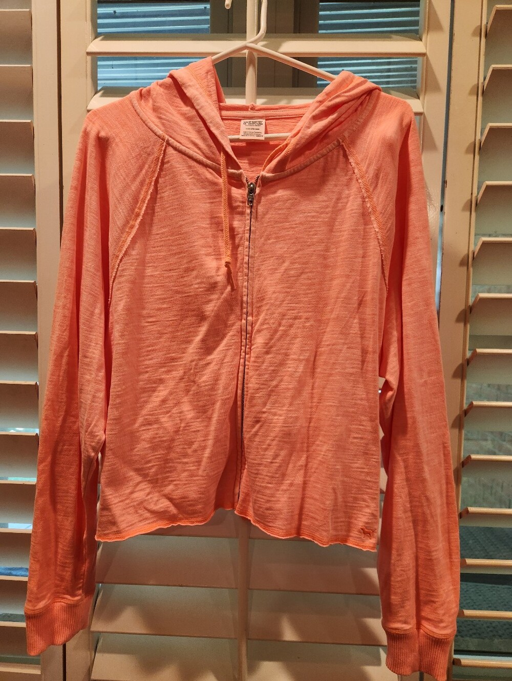 Pink Victoria Secret Lightweight Coral Zip-Up Hoodie Jacket, Size L